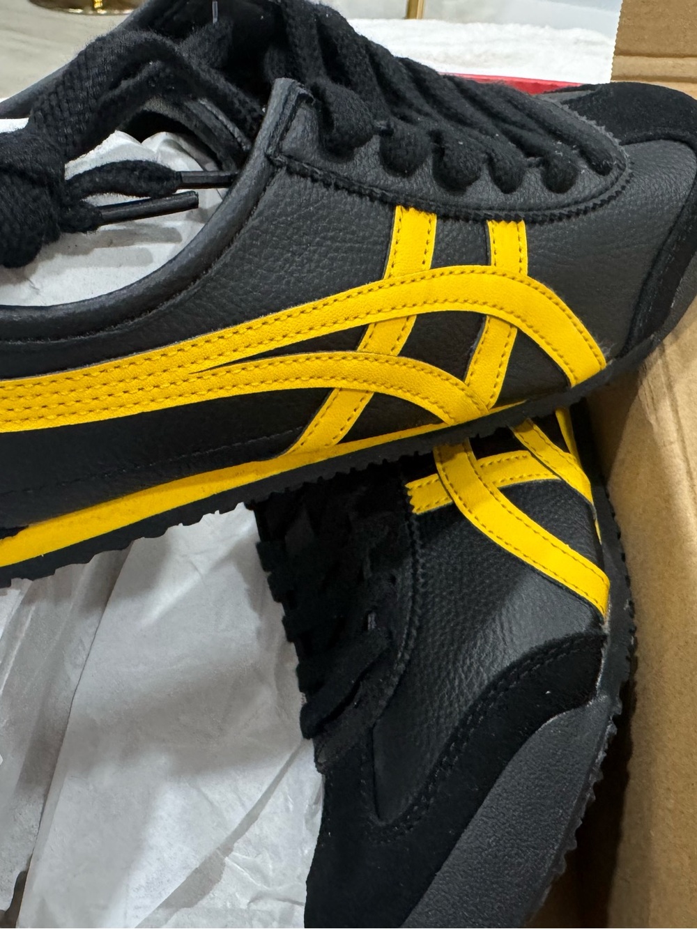 Onitsuka Tiger by Asics Black with Yellow Stripes Sneakers